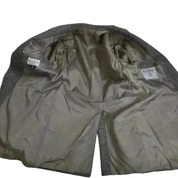 Vintage Harris Tweed Wool Menswear Oversized Blazer Jacket Boyfriend Brown - Picture 11 of 15